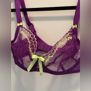 NWT Freya Purple Bra with Lime Accents
